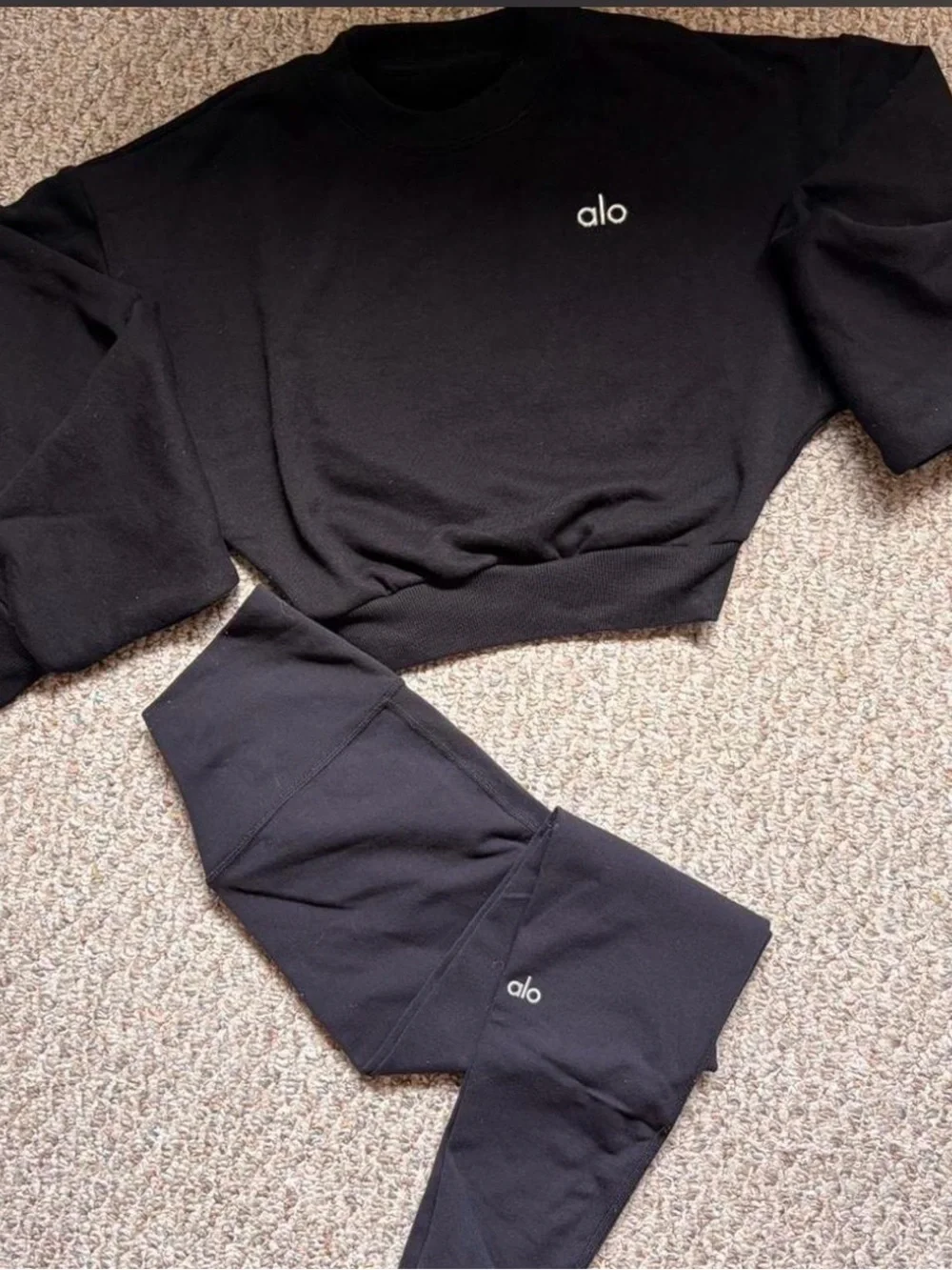 Alo Black Cropped Sweatshirt